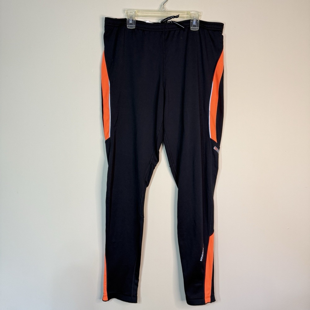 Saucony‎ Men's Running Tights Pants XXL Black Orange VIZI PRO Athletic Pockets